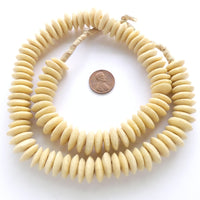 Powder Glass Rondelles, Cream, 4x14mm on 21-inch Stramds