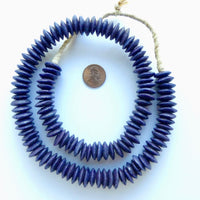 Powder Glass Rondelles, Navy Blue