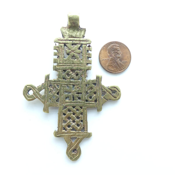 Brass, Ethiopian Coptic Cross, Large