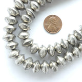 Silver (White Metal) Mali Hollow Bicone Beads, Strand, 9x12mm