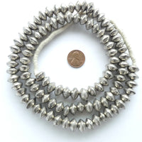 Silver (White Metal) Mali Hollow Bicone Beads, Strand, 9x12mm