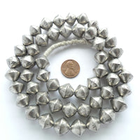 Silver (White Metal) Strands of Hollow Mali Pointed Bicone Bead, 12x15mm