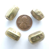 Brass, Nigerian Antique Forged and Stamped Beads, Set of 4
