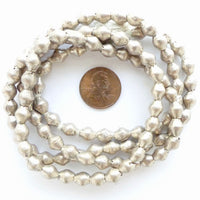 Silver (White Metal), Bicones Small Ethiopia 9x6mm on 30-inch Strands