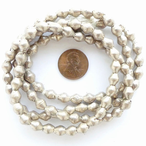 Silver (White Metal), Bicones Small Ethiopia 9x6mm on 30-inch Strands