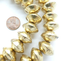 Brass, Mali Large Hollow Bicone Beads, 28-inch Strands of 50 Beads