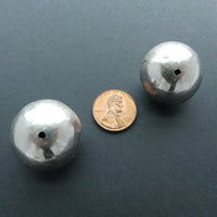 Silver (White Metal) Hollow Mali Bicone Beads, Large, Set of 2