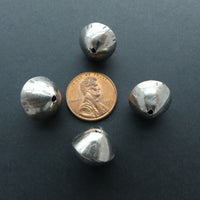Silver (White Metal) Hollow Mali Pointy Bicones, 14x14mm, Set of 4