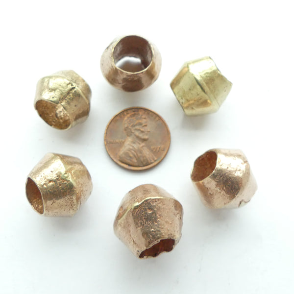 Brass, Extra Large Hole Beads from Ethiopia, 14x17mm, Sold Individually