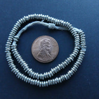 White Metal Heishi from Kenya, 4mm on Short 9" Strands