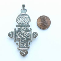 Silver (White Metal) Ethiopian Coptic Cross, Medium