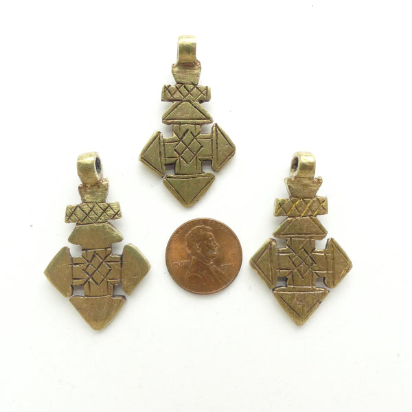 Brass, Ethiopian Coptic Cross, Small 42x25mm, Sold Individually