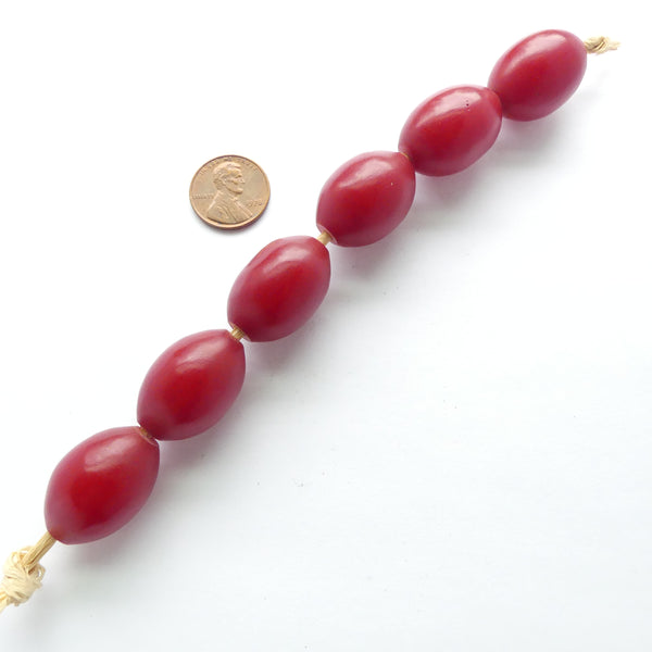 African Amber, Vintage Red Ovals, 25x18mm, Sold Individually