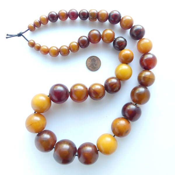 African Antique Amber, High-Graded Strand of Round Round Beads