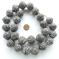 Spindle Whorl Clay Beads from Mali, Strand of 27 Beads Assorted
