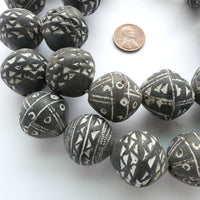 Spindle Whorl Clay Beads from Mali, Strand of 27 Beads Assorted