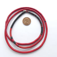 Vinyl Heishi, Red with Black, 4mm