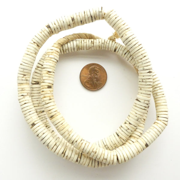 Ostrich Eggshell Heishi, Vintage 7mm