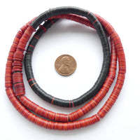 Vinyl Heishi, Mixed Strand of Red and Black, 6mm on 30" Strand