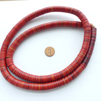 Vinyl, Vintage Mostly Red 12mm Diameter on 32" Strands