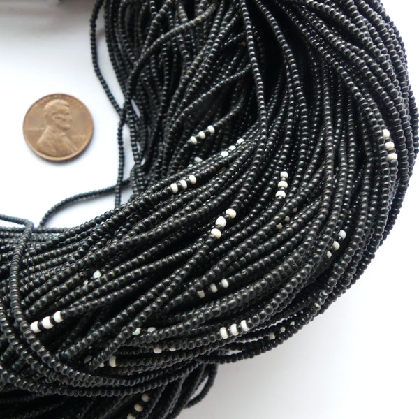 Huge Hank of Tiny Black Seed Beads, 135 Strands