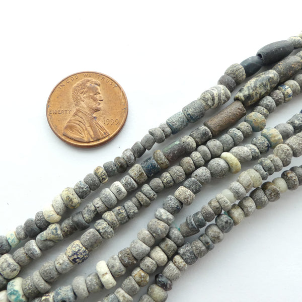 Indo-Pacific Beads, 4mm, Mostly Grey, 24" Strands