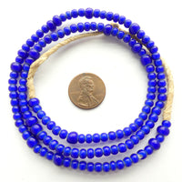 New White Hearts, Round Blue 4mm on 21-inch Strands