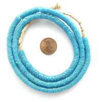 Snake Beads, Vintage French Glass, Small Turquoise