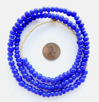 New White Hearts, Rounded 5mm Blue on 21-inch Strands