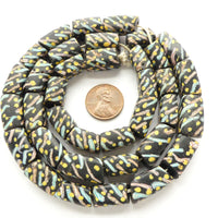 Fancy Black Antique Venetian Lampworked Trade Beads, 24-inch Strand