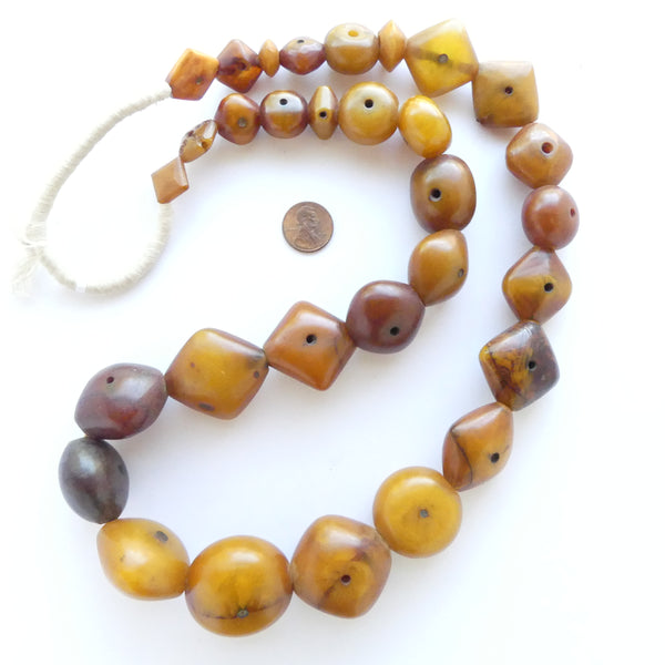 African Vintage Amber, Diamond Shapes on 30-inch Strand