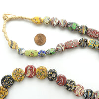 Tabular, Antique Venetian Lampwork, Assorted Colors and Designs, Long Strand