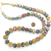 Tabular, Antique Venetian Lampwork, Assorted Colors and Designs, Long Strand