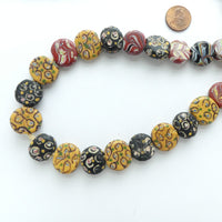 Tabular, Antique Venetian Lampwork, Assorted Colors and Designs, Long Strand
