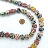 Tabular, Antique Venetian Lampwork, Assorted Colors and Designs, Long Strand