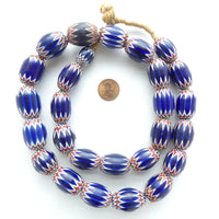 Chevrons, Antique Venetian Perfect Strand of Medium Size Beads, 28 Inches