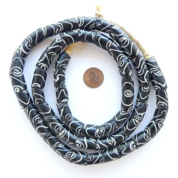 Zen, Antique Venetian Lampwork, White on Black