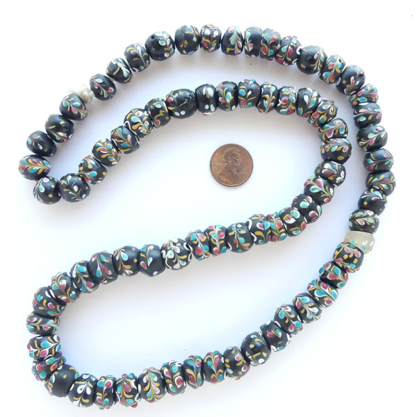 Fancy Antique Venetian Lampwork, Raised Multicolor Flowers