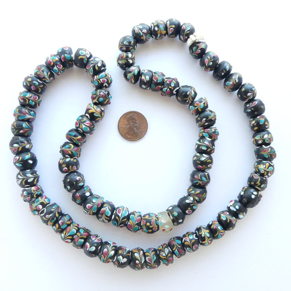 Fancy Antique Venetian Lampwork, Raised Multicolor Flowers