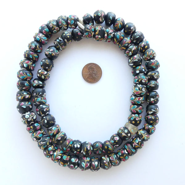 Fancy Antique Venetian Lampwork, Raised Multicolor Flowers