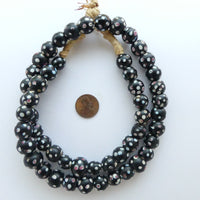 Skunk (Eye) Beads, Antique Venetian Lampwork Strand 10-14mm