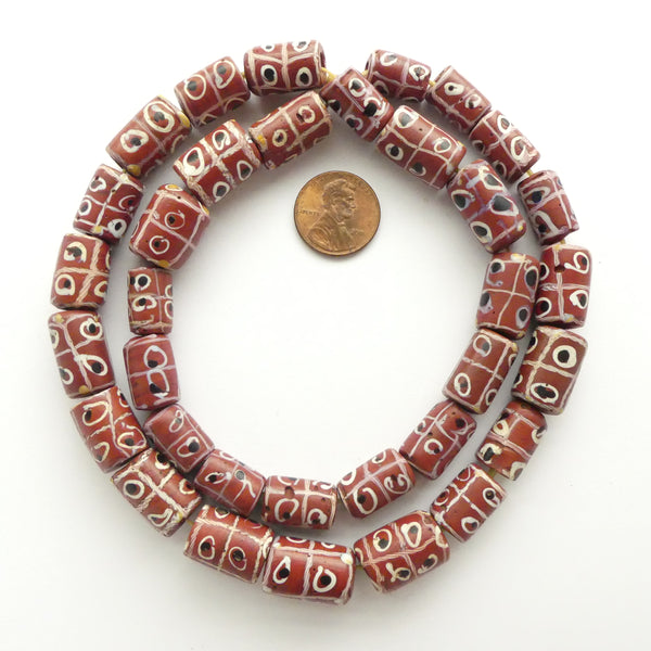 Tic Tac Toe Beads, Antique Venetian Lampwork, Assorted Sizes