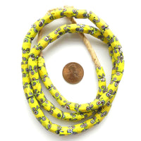 Millefiori Antique Venetian Trade Beads, Matchd Strand of Small Bright Yellow