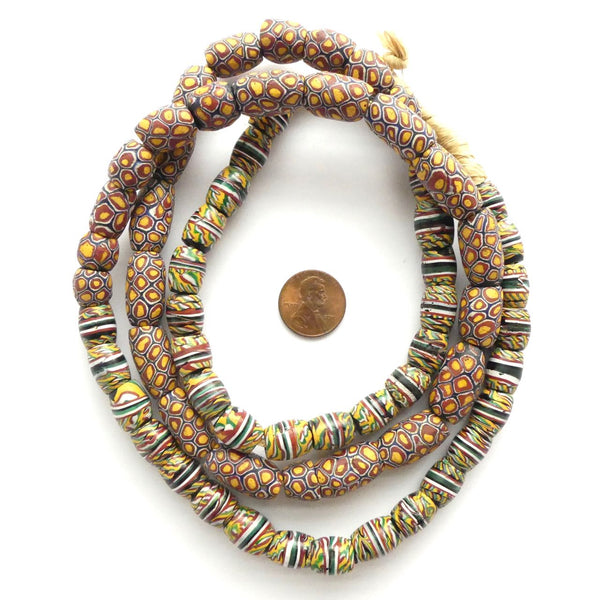 Millefiori & Kente Antique Venetian Lampwork Combo, Long Strand