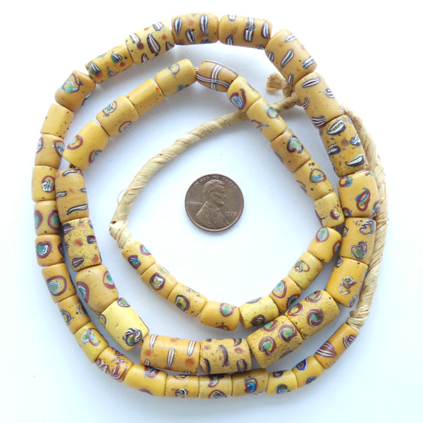 Amber Color Strand of Antique Venetian Lampwork Trade Beads