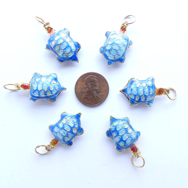 Enameled Turtles, Light and Dark Aqua