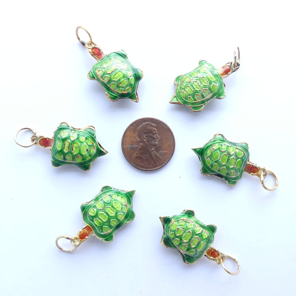 Enameled Turtles, Auspicous Green, Sold Individually