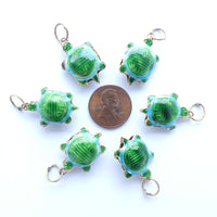 Cloisonne Turtle, Green/Aqua with Longevity Symbol