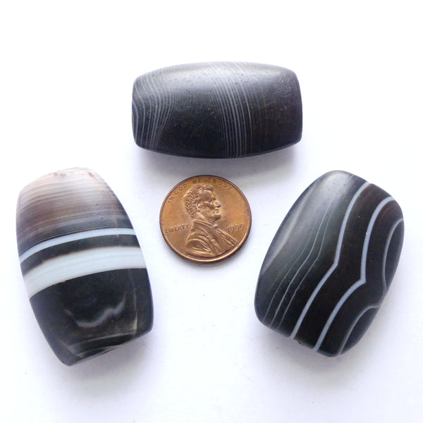 Banded Agates, Reproductions, Black & White, Lenticular, Set of 3