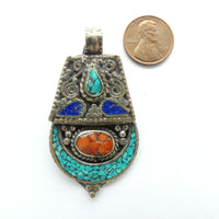 Himalayan Pendant, Multi-layered Design, Traditional Colors in New Settings